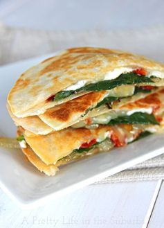 Spinach & Goat Cheese Quesadillas with Caramelized Onions and Sundried Tomatoes