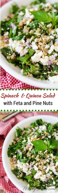 Spinach & Quinoa Salad with Feta and Pine Nuts