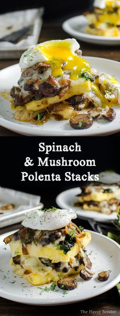 Spinach and Mushroom Polenta Stacks