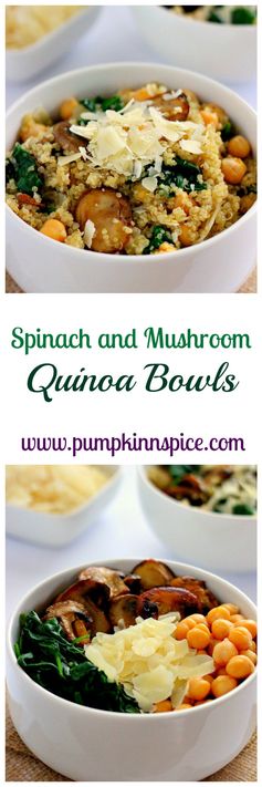 Spinach and Mushroom Quinoa Bowls