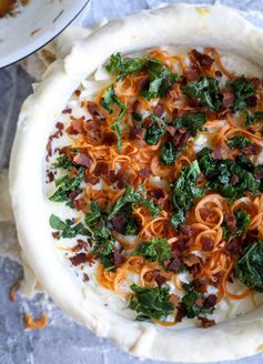 Spiralized Sweet Potato, Kale and Bacon Quiche