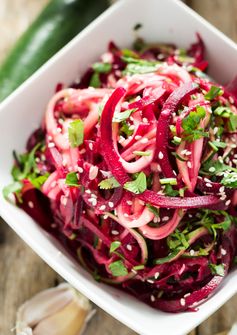 Spiralized Zucchini and Beet Salad with Garlic