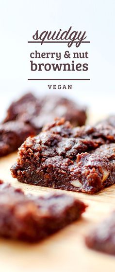 Squidgy Cherry Nut Vegan Brownies