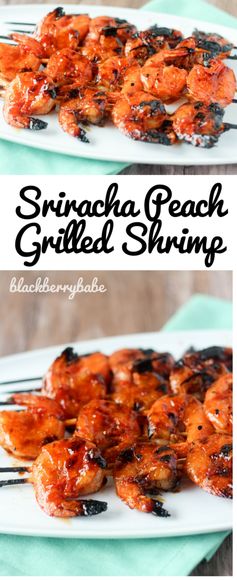 Sriracha Peach Shrimp Skewers