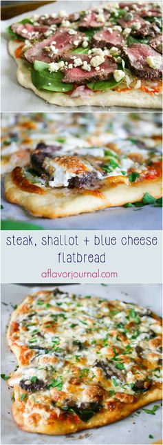 Steak, shallot and blue cheese flatbread