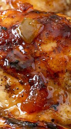 Sticky Chicken with Peach Glaze and Grilled Peaches