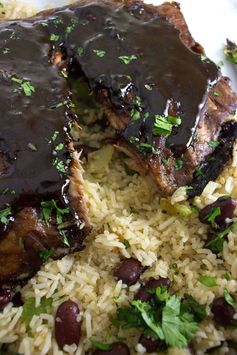 Sticky Oven Baked Cajun Ribs with Rice Pilaf