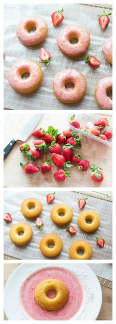 Strawberry Glazed Baked Doughnuts