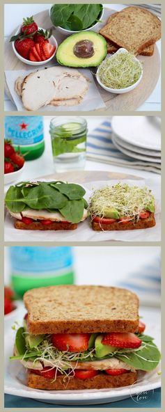 Strawberry, spinach & turkey sandwich