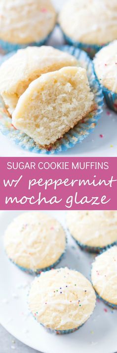 Sugar Cookie Muffins with Peppermint Mocha Glaze