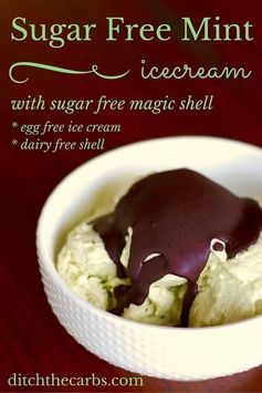 Sugar Free Mint Ice Cream With Sugar Free Magic Shell