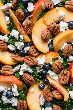 Summer Kale Salad with Peaches and Candied Pecans