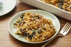 Sunchoke & Egg Noodle Casserole with Kale & Gouda Mornay Sauce