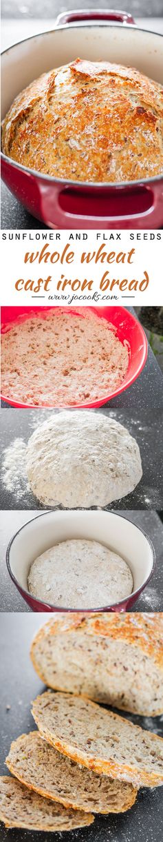 Sunflower and Flax Seeds Whole Wheat Cast Iron Bread