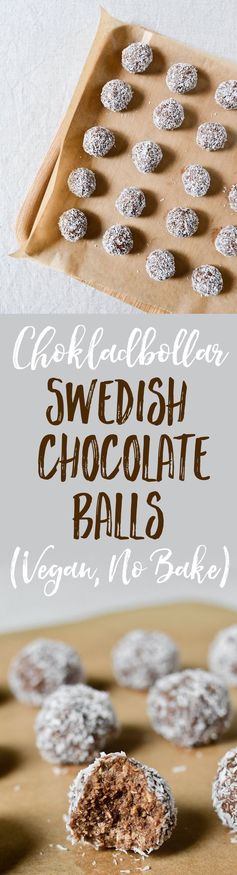 Swedish Chocolate Balls (Chokladbollar No-Bake, Vegan