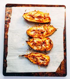 Sweet Potato Skins with Bacon and Cheese