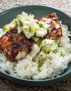 Tamarind-Glazed Cod with Lime Rice & Cucumber Relish