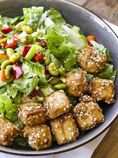 Thai Chopped Peanut Salad with Crispy Sesame Tofu