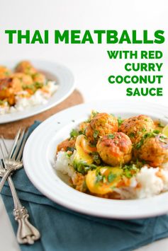 Thai Meatballs with Red Curry Coconut Sauce