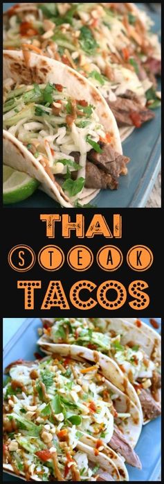 Thai Steak Tacos with Peanut Sauce