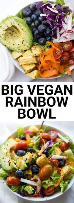 The Big Vegan Rainbow Bowl with Maple Almond Butter Dressing