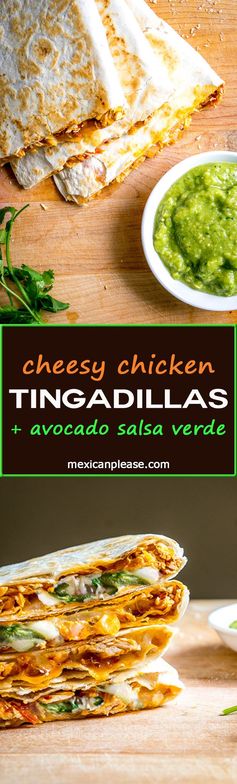 Tingadillas -- Cheesy Chicken Tinga Quesadillas