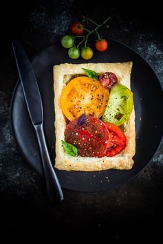 Tomato Basil Tarts with White Bean Puree