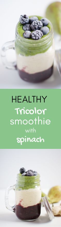 Tricolor smoothies with spinach