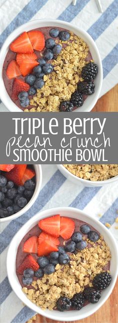 Triple Berry Pecan Crunch Smoothie Bowl