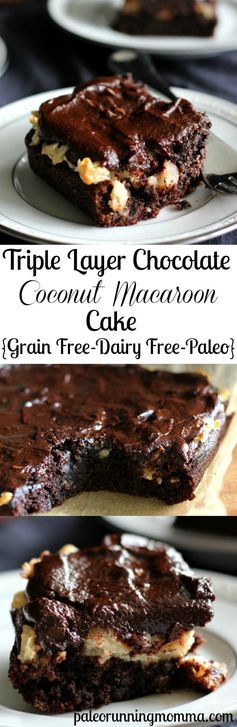 Triple Layer Chocolate Coconut Macaroon Cake (Paleo