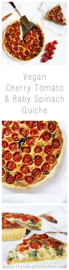 Vegan Cherry Tomato & Baby Spinach Quiche