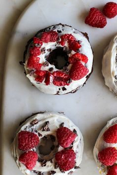 Vegan Chocolate Donuts with Raspberries