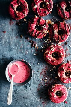 Vegan Chocolate Doughnuts with Pink Berry Icing