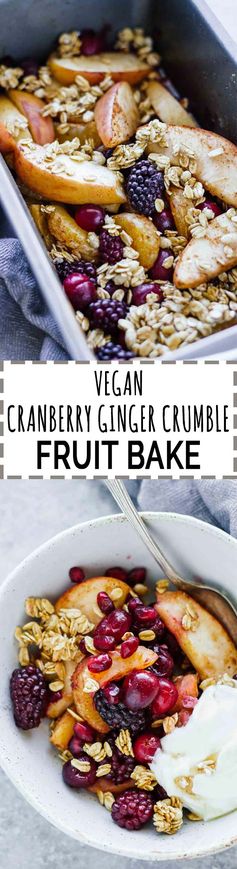 Vegan Cranberry Ginger Crumble Fruit Bake