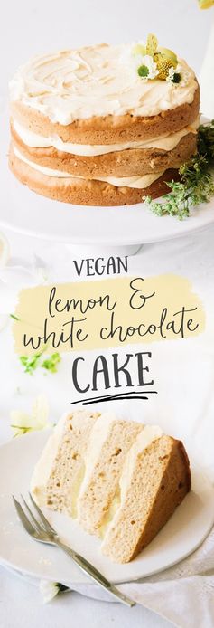 Vegan Elderflower Cake with Lemon Curd & White Chocolate Frosting