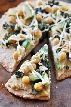 Vegan Hummus, Avocado and Chickpea Pizza