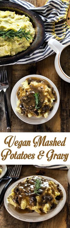 Vegan Mashed Potatoes with Mushroom Gravy