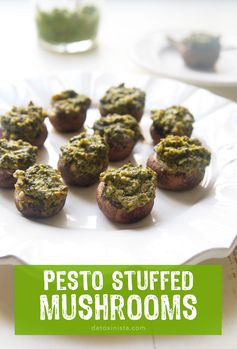 Vegan Pesto Stuffed Mushrooms