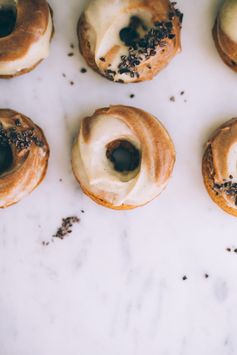 Vegan Pumpkin Cider Doughnuts (Einkorn + Maple Cinnamon Cashew Frosting