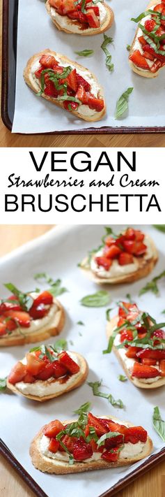 Vegan Strawberries and Cream Bruschetta