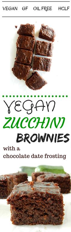 Vegan Zucchini Brownies with a Chocolate Date Icing