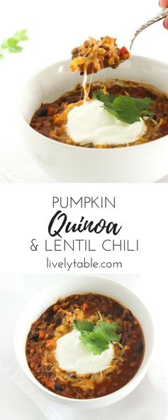 Vegetarian Pumpkin Lentil Quinoa Chili