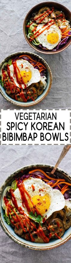 Vegetarian Spicy Korean Bibimbap Bowls