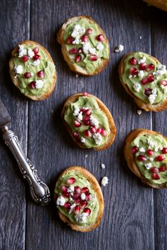 Whipped Feta & Avocado Crostini with Pomegranate