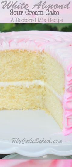 White Almond Sour Cream Cake (Doctored Mix, Extended