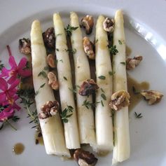 White Asparagus with Black Garlic Vinaigrette