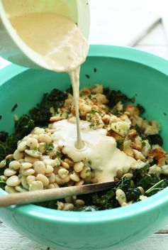 White Bean Kale Salad with Tahini Dressing