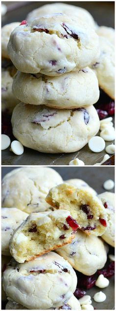 White Chocolate Cranberry Soft and Chewy Crinkle Cookies