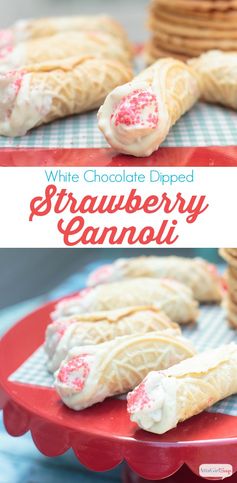 White Chocolate Dipped Cannoli with Strawberry Cream