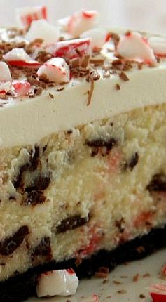 White Chocolate Peppermint Bark Cheesecake